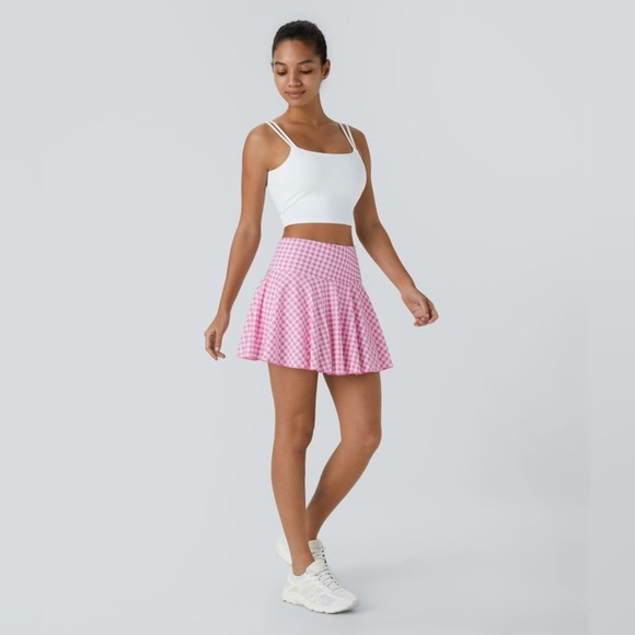 Halara Everyday High Waist Activity Skirt in Pink Houndstooth - Picture 2 of 6